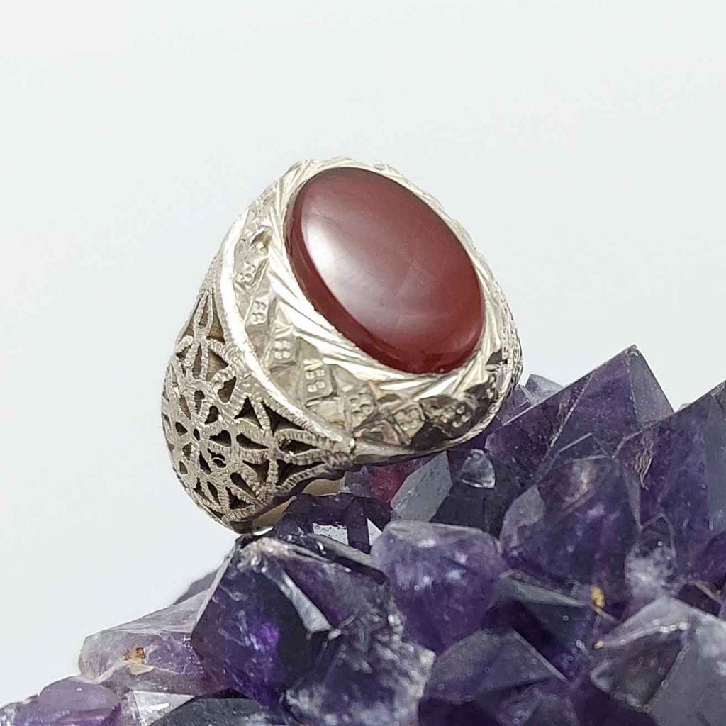 Bague en argent Aqeeq yéménite persane pour hommes - Kabiri