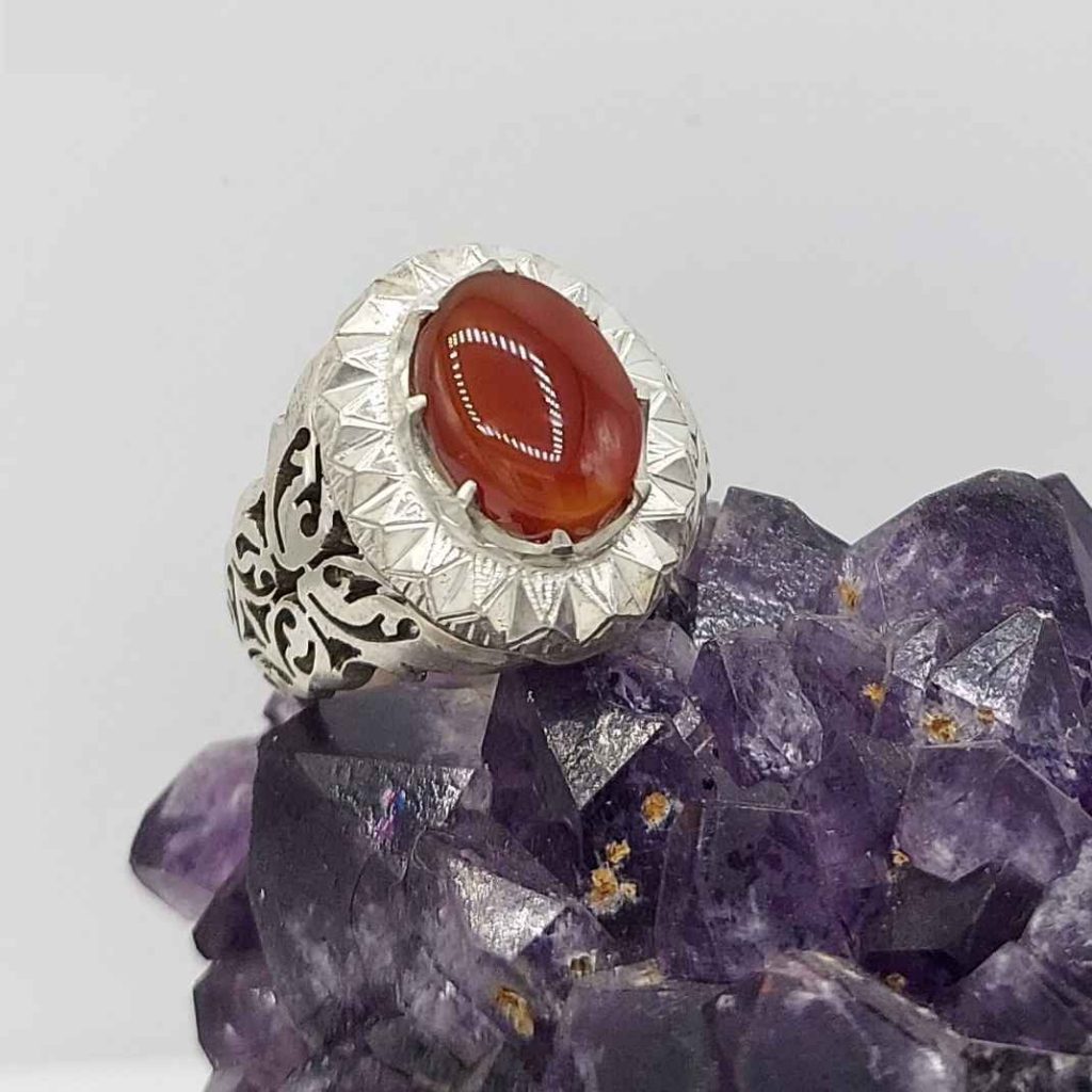 Bague en argent Aqeeq yéménite persane pour hommes - Taha