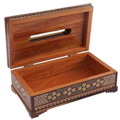 Couvercle de boîte à mouchoirs en bois persan fait main – Khatamkari Royal