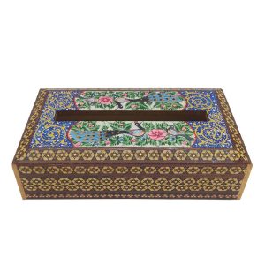 Couvercle de boîte à mouchoirs en bois persan fait main – Khatamkari Golnaz