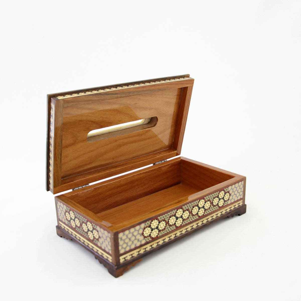 Couvercle de boîte à mouchoirs en bois persan fait main – Khatamkari Shamse