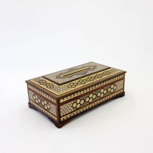 Couvercle de boîte à mouchoirs en bois persan fait main – Khatamkari Shamse