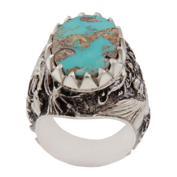Bague en Argent Persan pour Homme avec Turquoise de Neyshabur Ashura