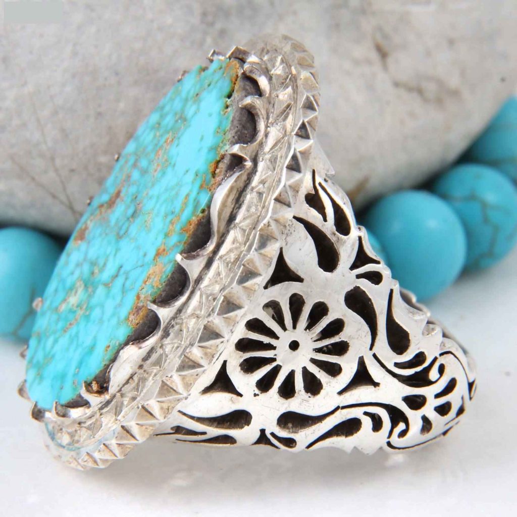 Bague en Argent Persan pour Homme avec Turquoise de Neyshabur