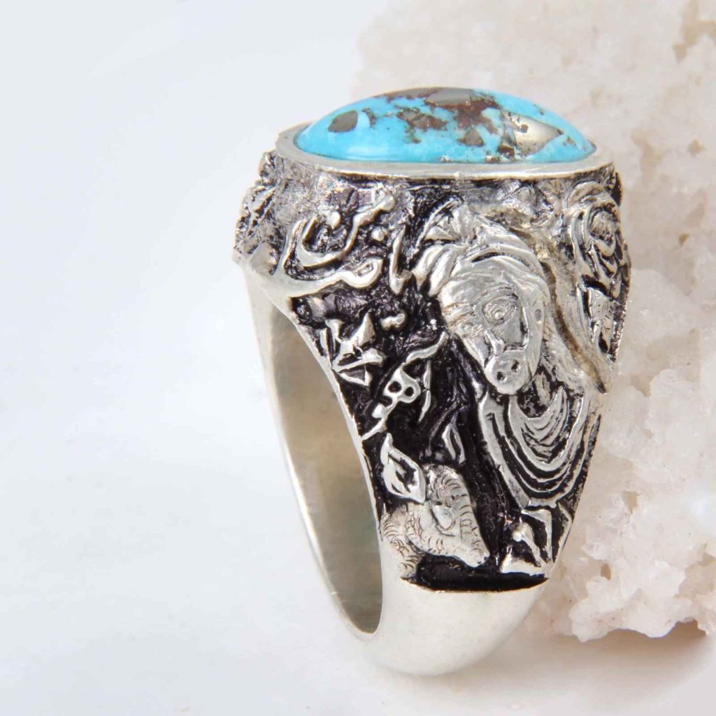 Bague en Argent Persan pour Homme avec Turquoise de Neyshabur Hiraad