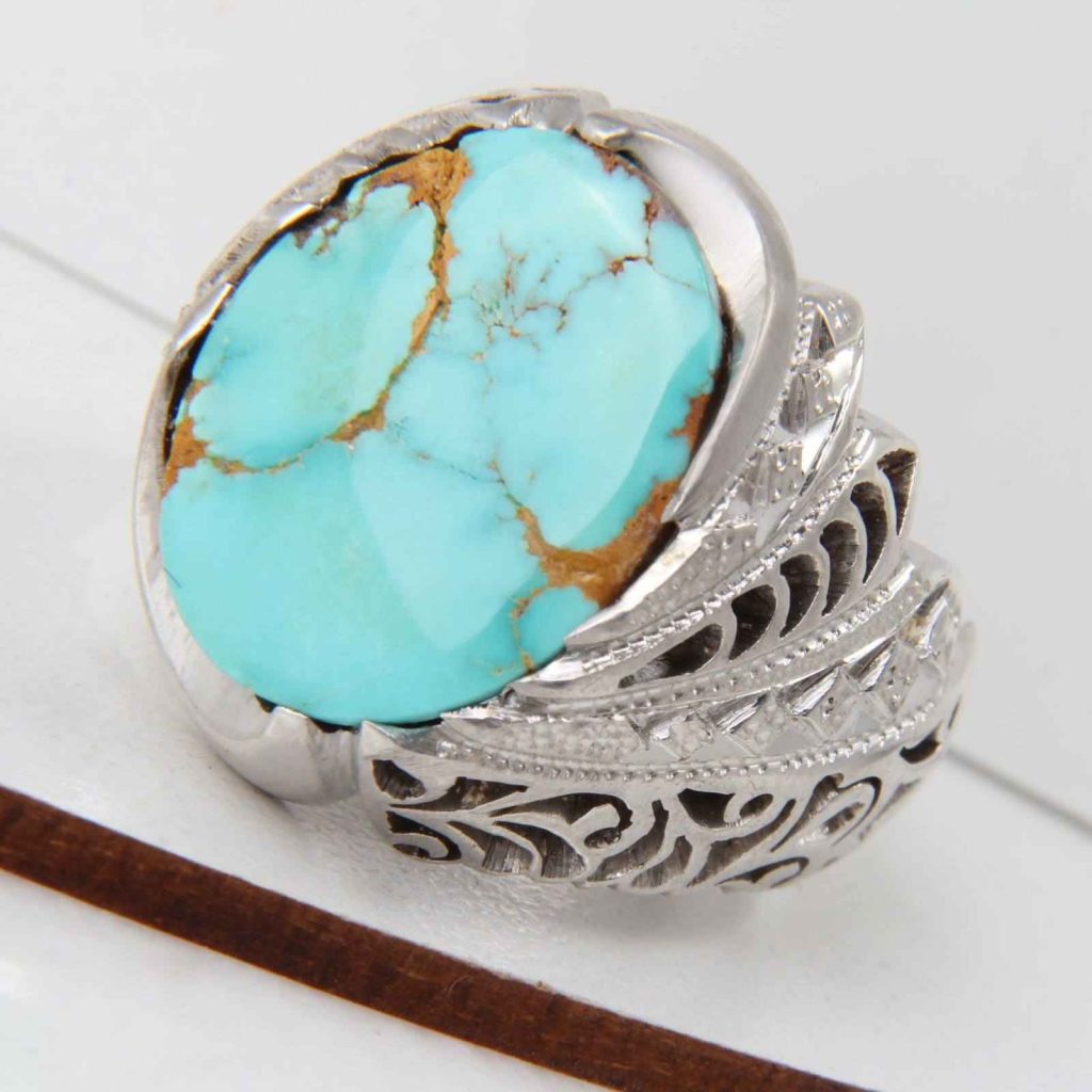 Bague en Argent Persan pour Homme avec Turquoise de Neyshabur Jahani