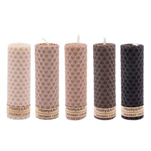 Ensemble de 5 bougies pilier en cire d’abeille modèle Coloré III (2x)