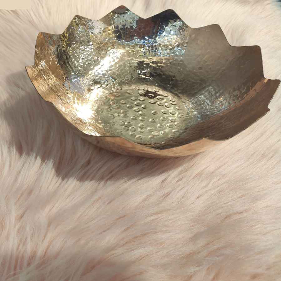 Bol de service en cuivre persan, adapté pour les fruits et les sucreries, martelé