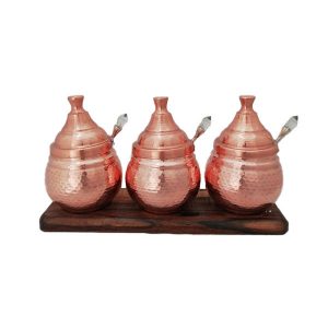 Bocal de stockage en cuivre fait main – Idéal pour l’organisation de cuisine – Set de 3