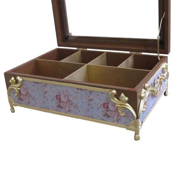 Boîte Organisatrice de Sachets de Thé en Bois avec Coffres Kimia