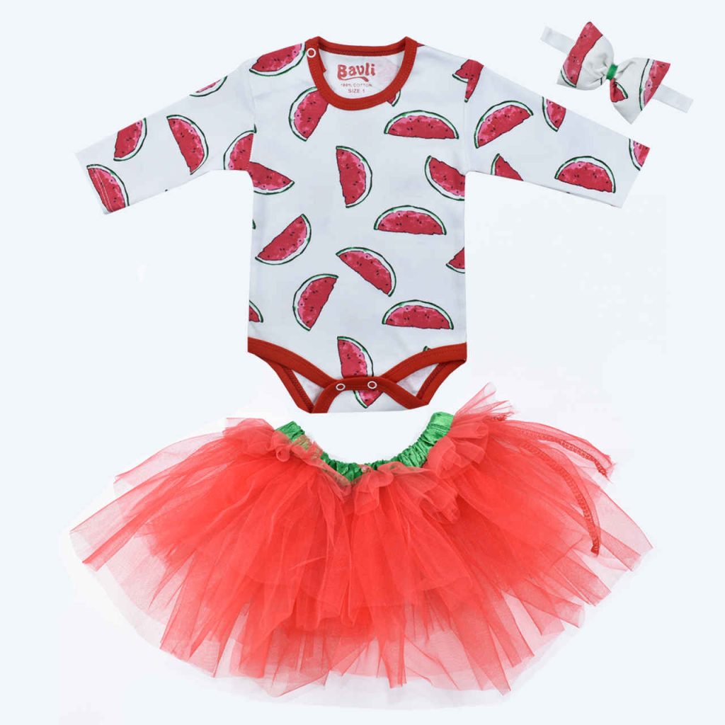 Ensemble de vêtements pour bébé Yalda 3 pièces modèle Pastèque