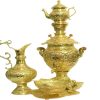 Samovar en laiton persan, théière décorative à charbon, motifs floraux 4 litres