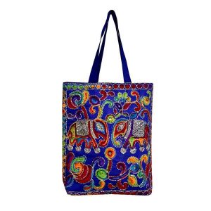 Sac Fourre-Tout Ethnique avec Broderie Baloutche Modèle Bleu II