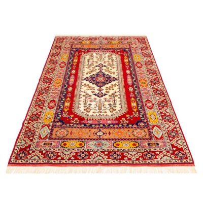 Tapis Persan en Laine Fait Main avec Design Médaillon 2,5 Mètres Rouge
