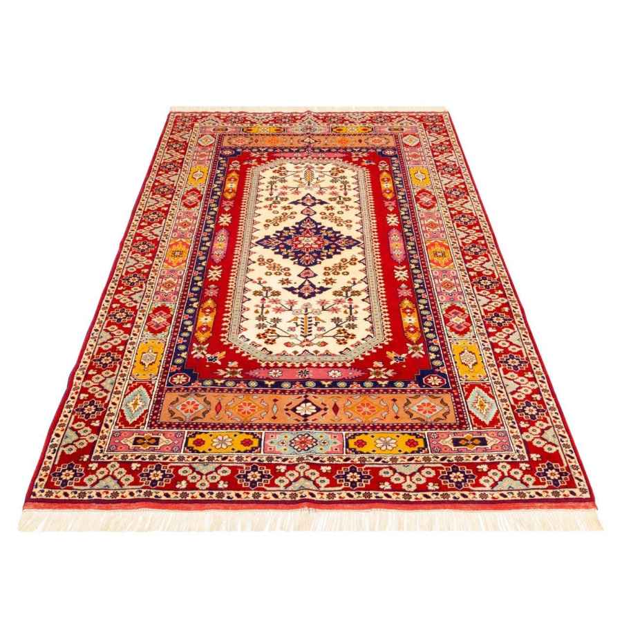 Tapis Persan en Laine Fait Main avec Design Médaillon 2,5 Mètres Rouge
