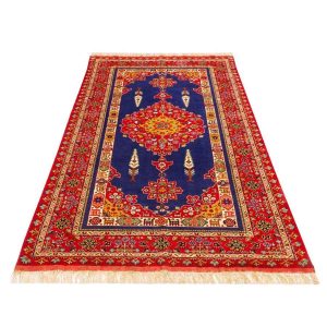 Tapis Persan en Laine Fait Main avec Design Médaillon 2,5 Mètres Rouge