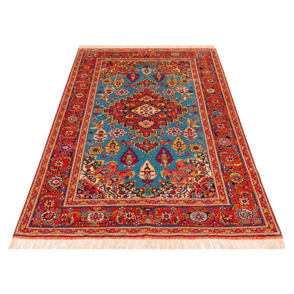 Tapis Persan en Laine Fait Main Turquoise