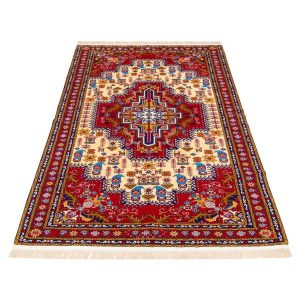 Tapis Persan en Laine Fait Main avec Design Médaillon Modèle Or
