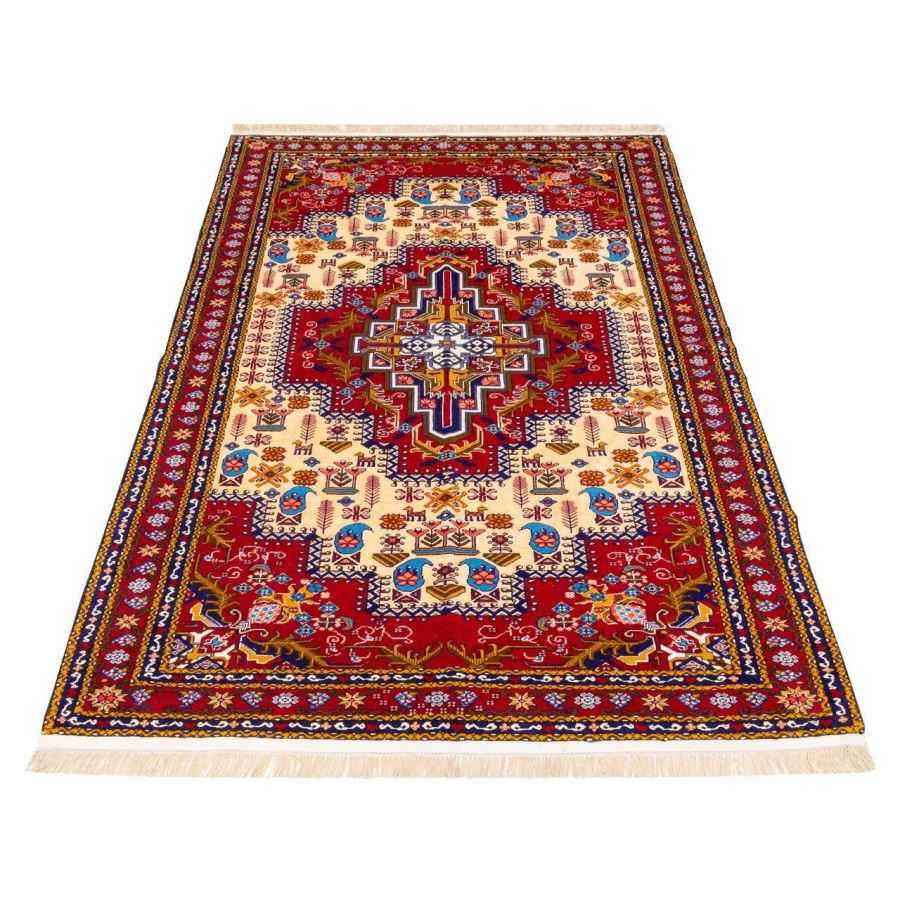 Tapis Persan en Laine Fait Main avec Design Médaillon Modèle Or