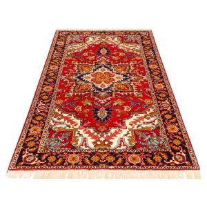 Tapis Persan en Laine Fait Main Rouge