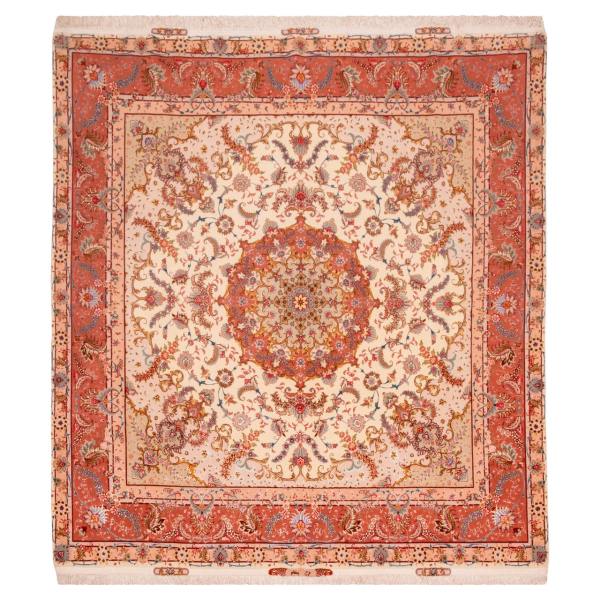 Tapis Persan Fait Main Médaillon Tabriz Mélange de Soie et Laine Dina