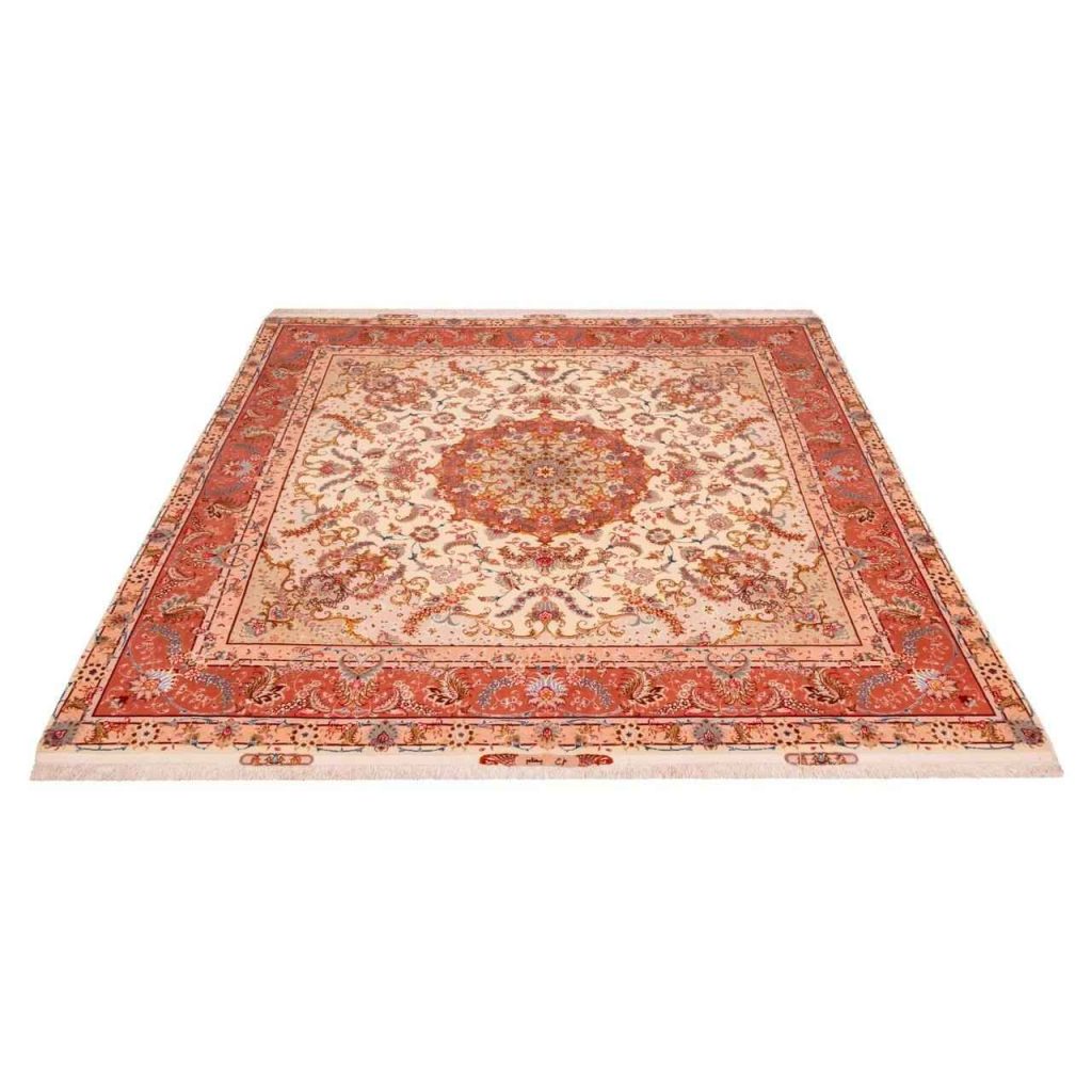 Tapis Persan Fait Main Médaillon Tabriz Mélange de Soie et Laine Dina