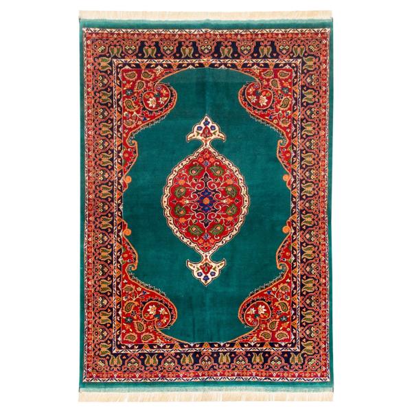 Tapis Persan Fait Main Médaillon Intriqué Mélange de Soie et Laine Imani
