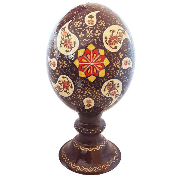 Œuf d'autruche décoratif persan peint à la main – Boteh (Paisley)