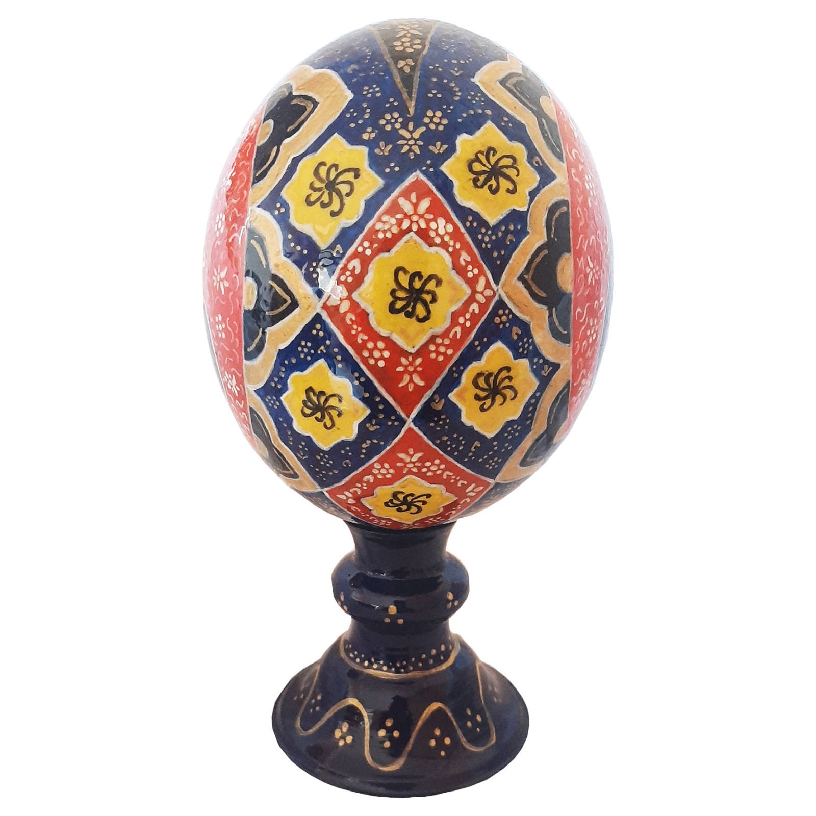 Œuf d’autruche décoratif persan peint à la main – Rouge