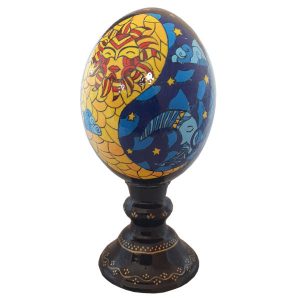 Œuf d’autruche décoratif persan peint à la main – Lune