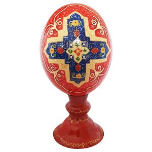 Œuf d’autruche décoratif persan peint à la main – Rouge