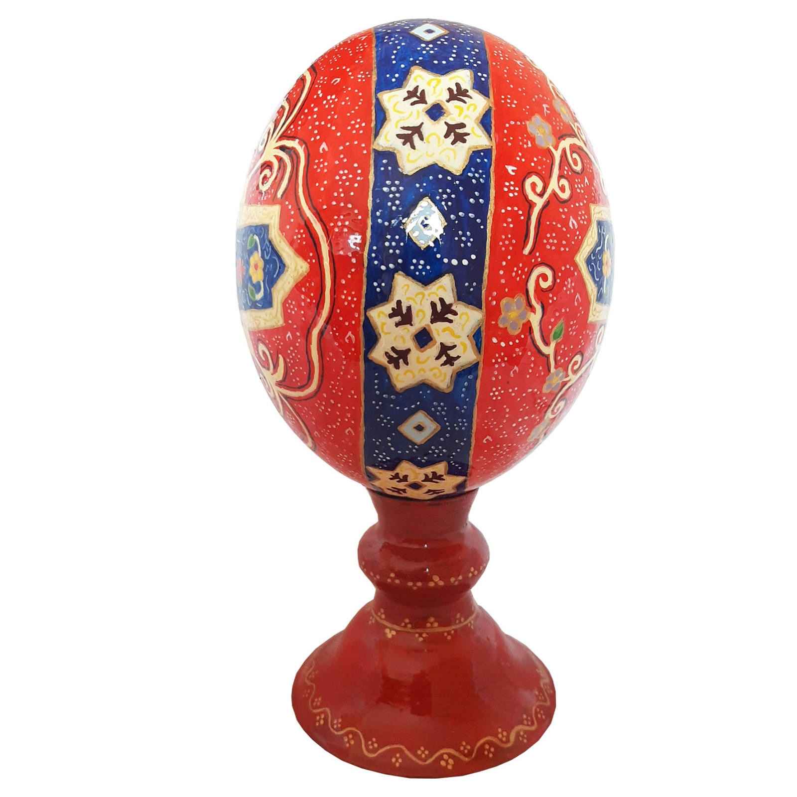 Œuf d’autruche décoratif persan peint à la main – Rouge