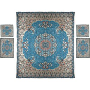 Parure de lit persane – Style oriental, taille double, tissu Termeh – Blue Taban