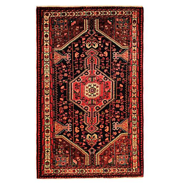 Tapis Persan Fait Main Médaillon Intriqué en Laine Noir Lajack