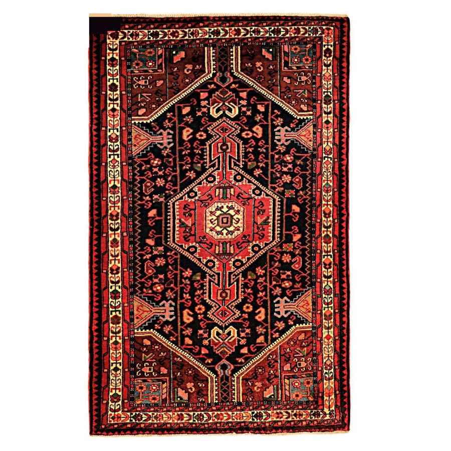 Tapis Persan Fait Main Médaillon Intriqué en Laine Noir Lajack
