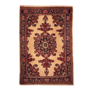 Tapis Persan Fait Main Médaillon Intriqué en Laine Crème Lajack