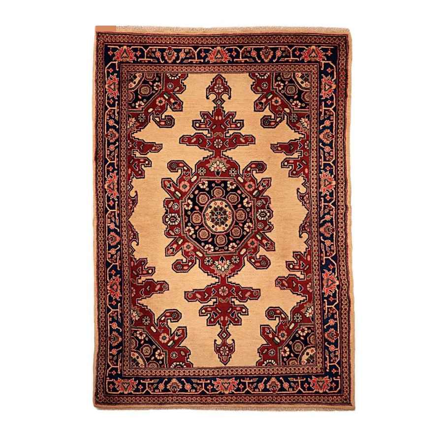 Tapis Persan Fait Main Médaillon Intriqué en Laine Crème Lajack