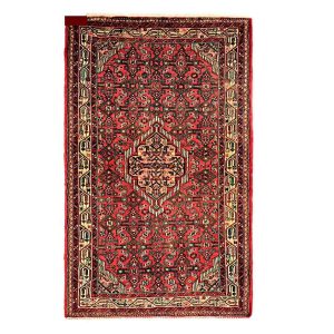Tapis Persan Fait Main Médaillon Intriqué en Laine Rouge Toranj