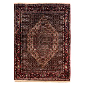 Tapis Persan Fait Main Médaillon Intriqué en Laine Noir Lozi