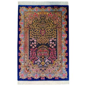 Tapis en soie persan noué à la main modèle Derakhti Qom