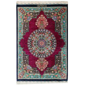 Tapis en soie persan noué à la main modèle Zereshki Qom