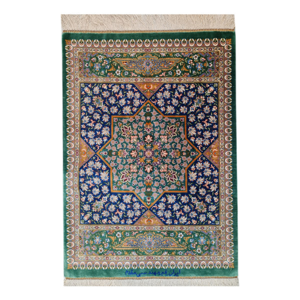 Tapis en soie persan noué à la main Qom Design afflux