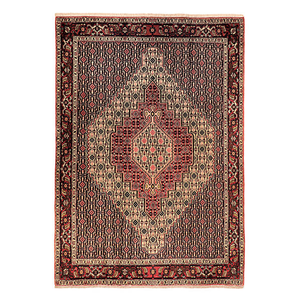 Tapis Persan Fait Main Médaillon Intriqué en Laine Marron