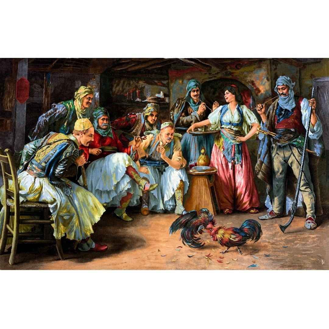 Tapis persan figuratif noué à la main de Tabriz représentant des fleurs