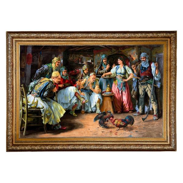 Tapis persan figuratif noué à la main de Tabriz représentant des fleurs