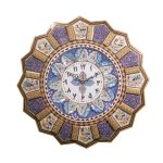 Horloge murale en bois persane artisanale – Art du marqueterie Khatam, Bita