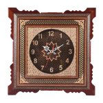 Horloge murale en bois persane artisanale – Art du marqueterie Khatam, Hivana
