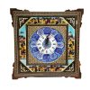 Horloge murale en bois persane artisanale - Art du marqueterie Khatam, Mahsan