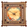Horloge murale en bois persane artisanale - Art du marqueterie Khatam, Araz