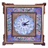 Horloge murale en bois persane artisanale - Art du marqueterie Khatam, Asa